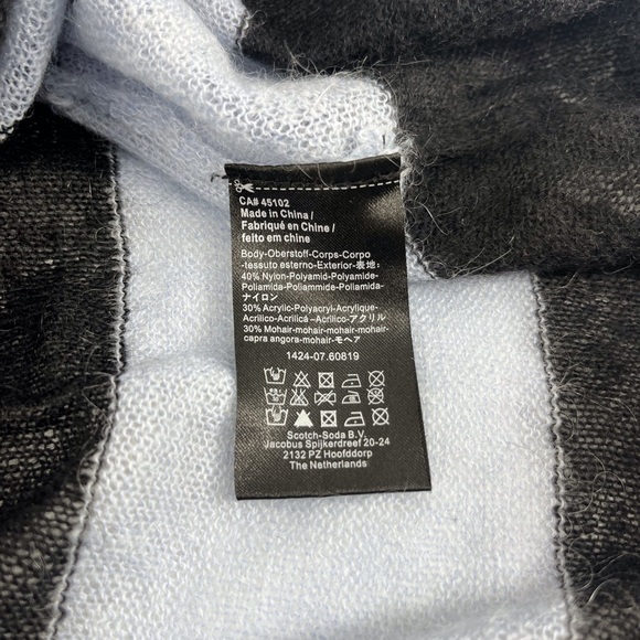 Maison Scotch mohair blend sweater 2 black light blue striped crew neck - Picture 11 of 13